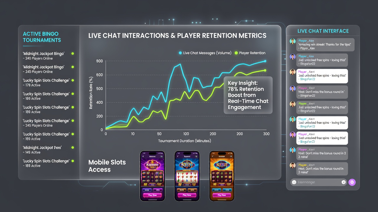 Players engaging in live chat while accessing mobile slots during a bingo tournament break